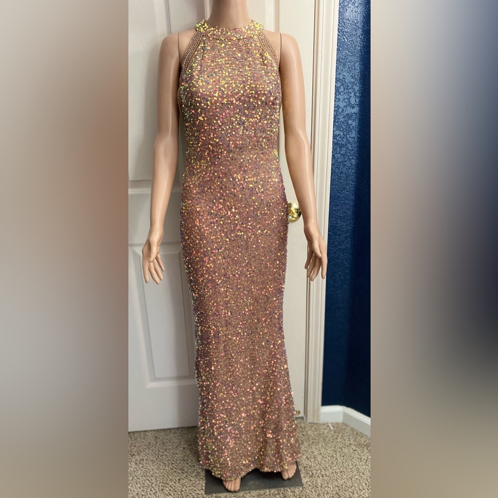 Elegant Multicolor Sequin Maxi Dress